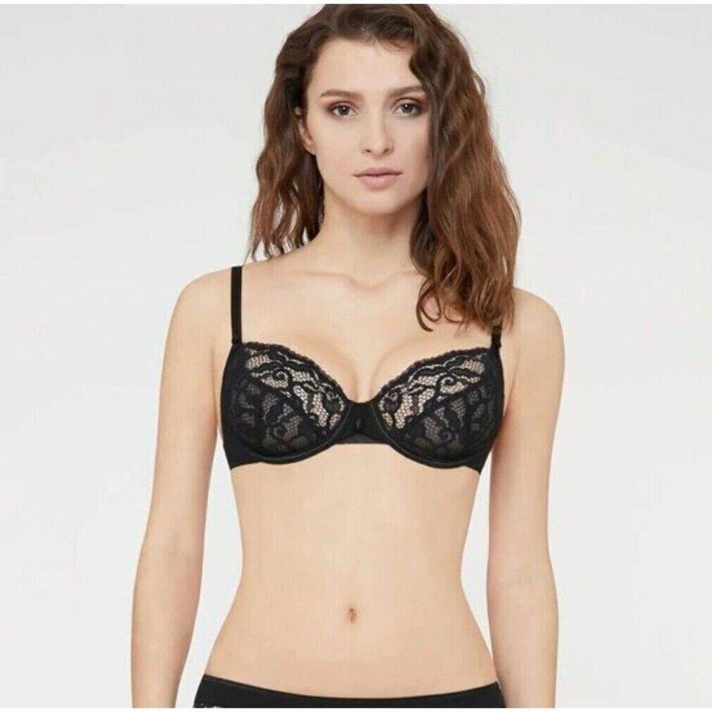 LOU Belle de Lou Lace Underwire Bra NWT Size 34B in Black